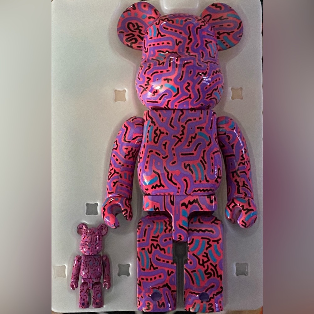 BNIB Medicom BE@RBRICK Keith Haring Pink Ver 100% 400% Bearbrick Figure Set